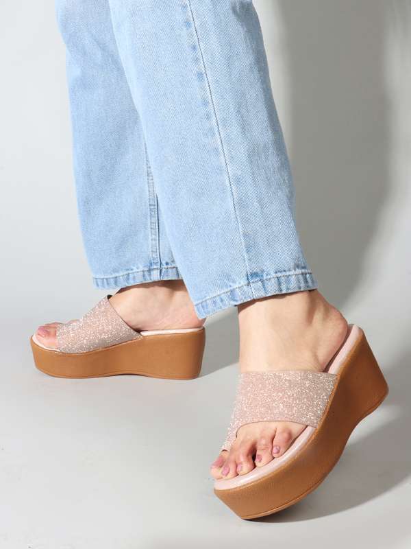Peach wedge shoes online