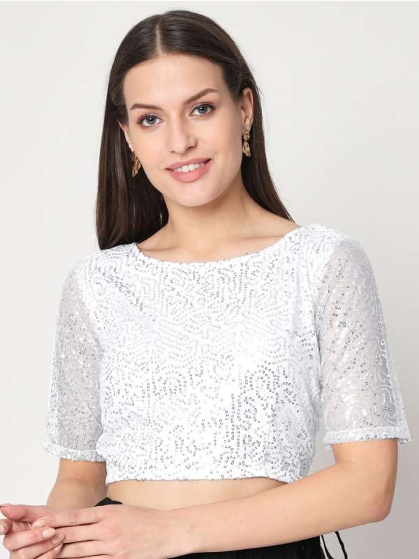 White Sequins Blouse Buy White Sequins Blouse online in India