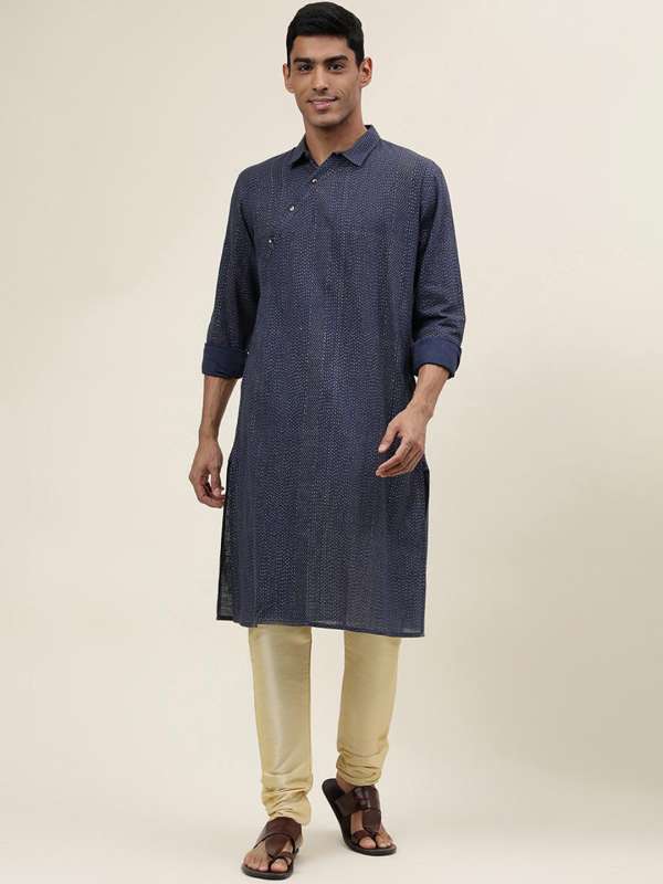 Fabindia Blue Printed Angrakha Kurtas Buy Fabindia Blue Printed Angrakha Kurtas online in India