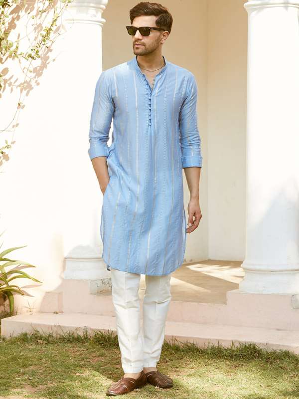 Turquoise Men Ethnic Wear Kurtas Buy Turquoise Men Ethnic Wear Kurtas online in India