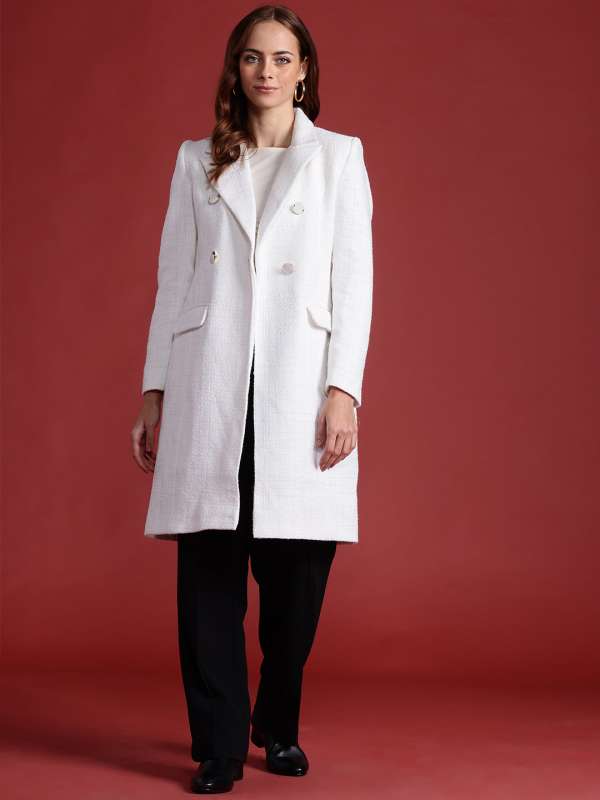 Ladies white coats long shop