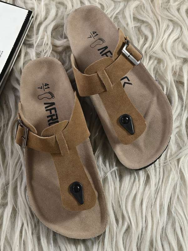 Mens leather look slippers store