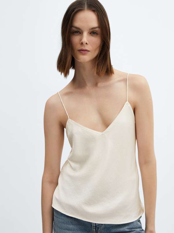 White Spaghetti Tops Buy White Spaghetti Tops online in India