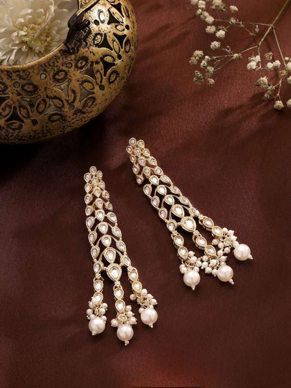 Earrings with golden gown top