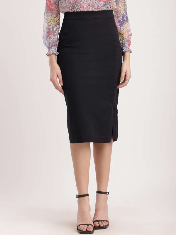High waisted black skirt queen size clearance