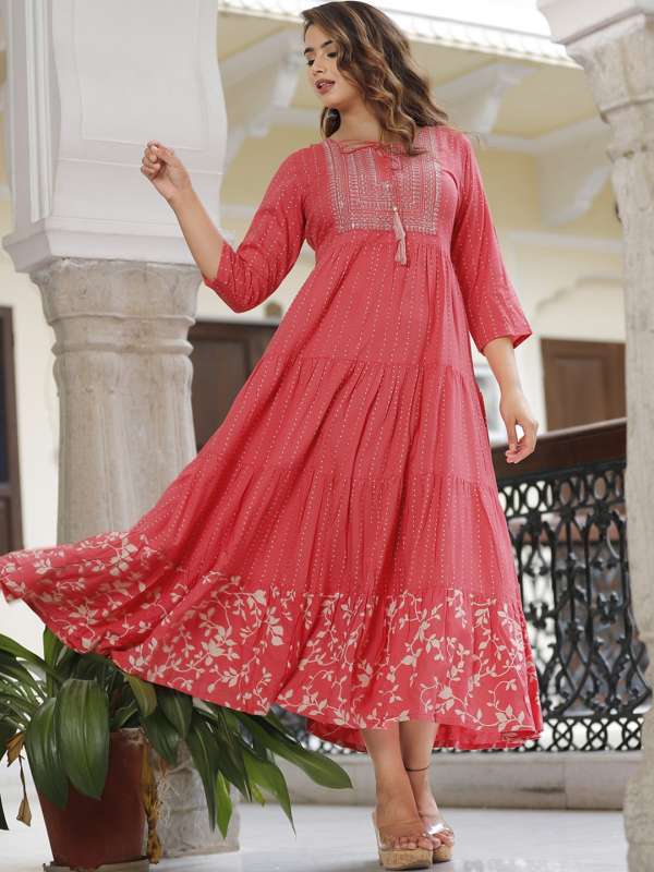 Peach anarkali dress clearance