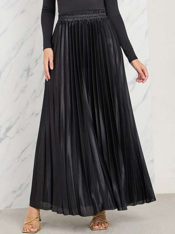 Black Pleated Skirt Buy Black Pleated Skirt online in India