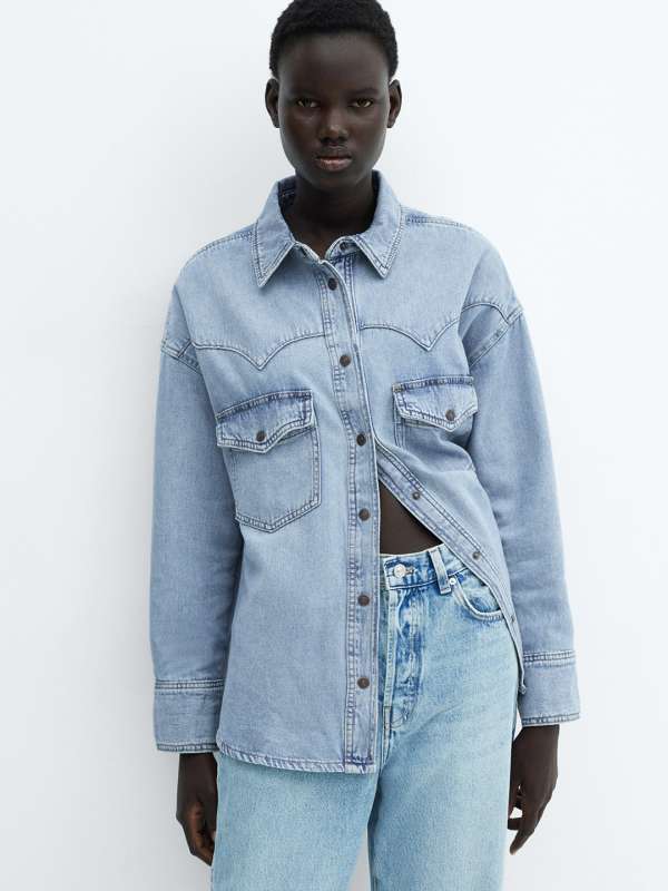 Denim shirt for women clearance