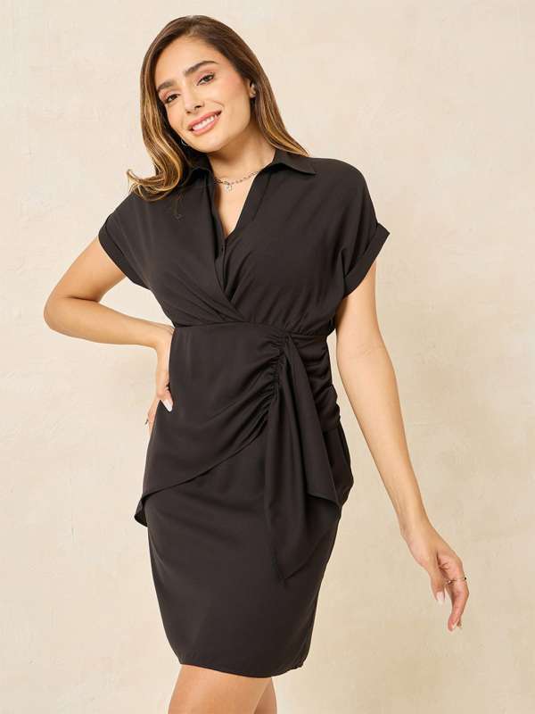 Knee length v neck dress cheap