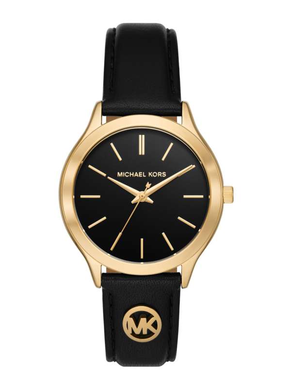 Mk watch leather sale