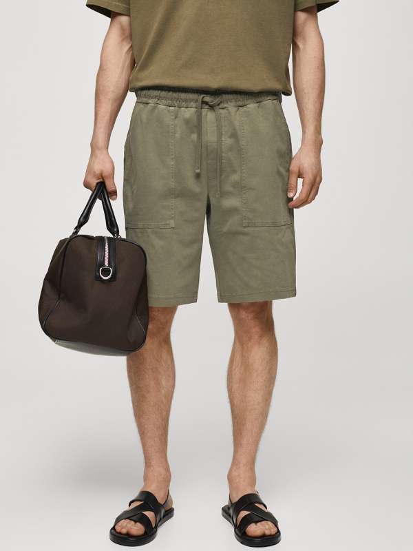Mango Olive Solid Shorts Buy Mango Olive Solid Shorts online in India