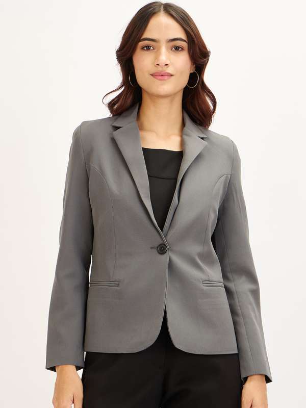 Charcoal blazer womens online