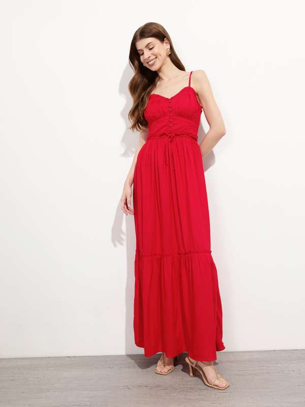 Myntra red gown outlet