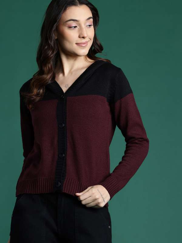 Women Burgundy Sweaters Buy Women Burgundy Sweaters online in India