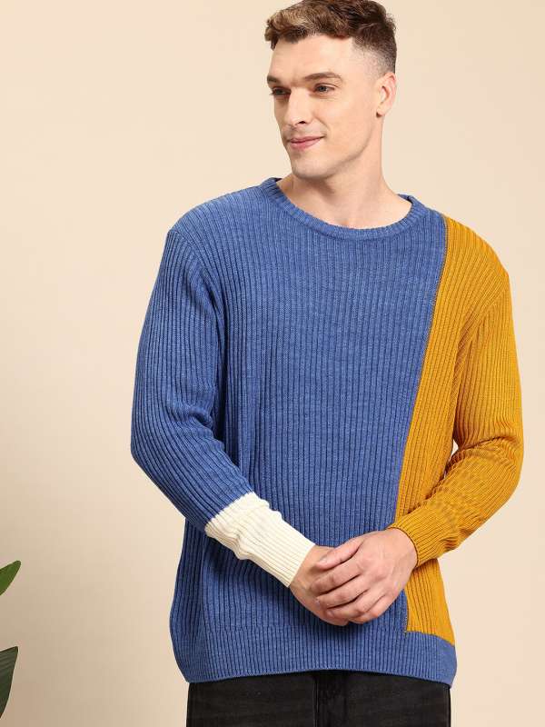 Striped color block sweater on sale