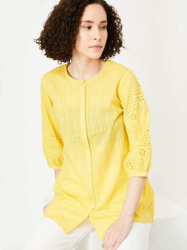 Womens yellow tunic tops sale