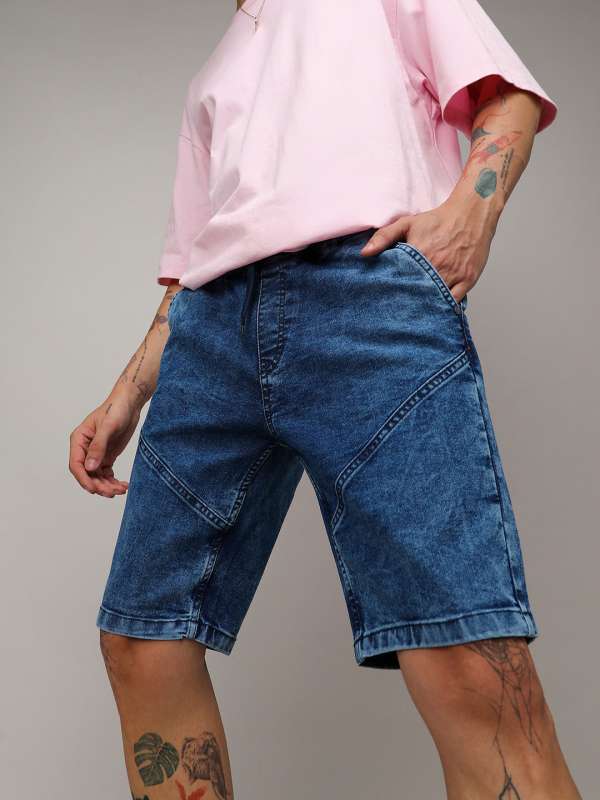 Solid Men Blue Denim Shorts Buy Solid Men Blue Denim Shorts online in India
