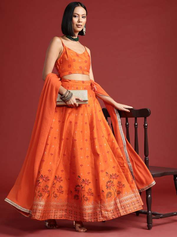 Lehenga choli orange colour new arrivals