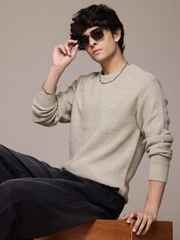 Men Beige Sweater Buy Men Beige Sweater online in India