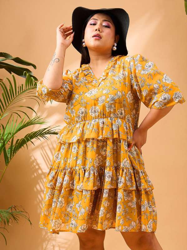 Yellow floral dress online india clearance