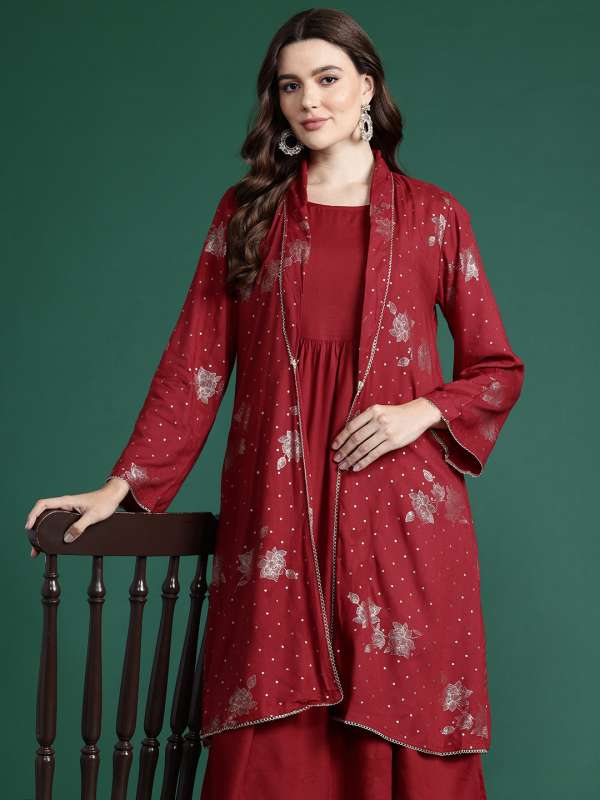 Sangria Red Solid A Line Kurta 9586495.htm Buy Sangria Red Solid A Line Kurta 9586495.htm online in India