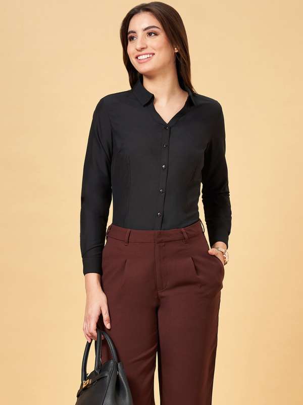 Black formal shirt for ladies outlet