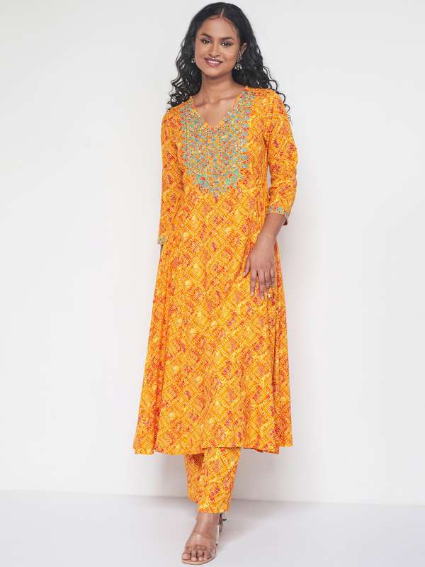 Global Desi Orange Kurtas Buy Global Desi Orange Kurtas online in India