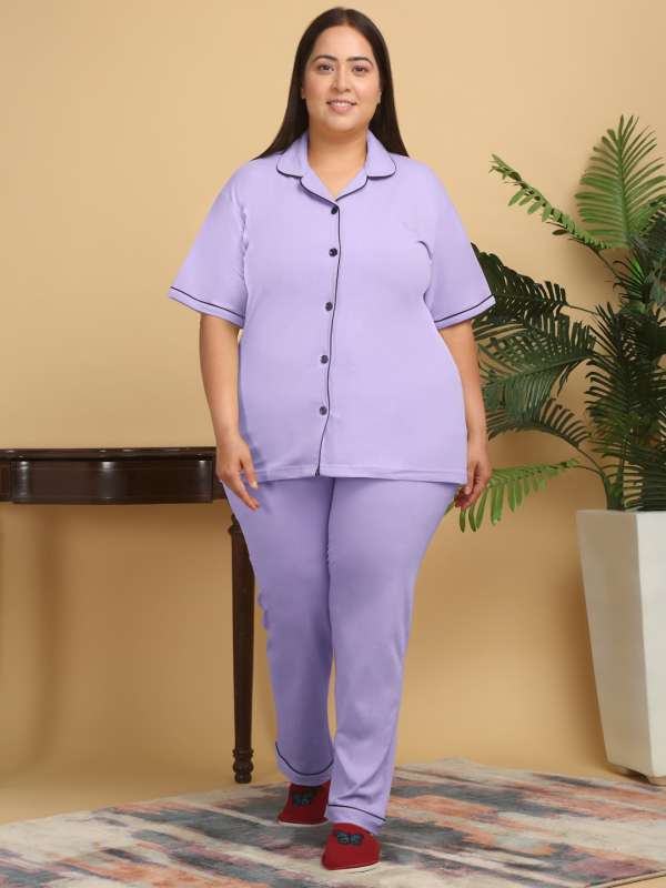 Plus size night suit set clearance