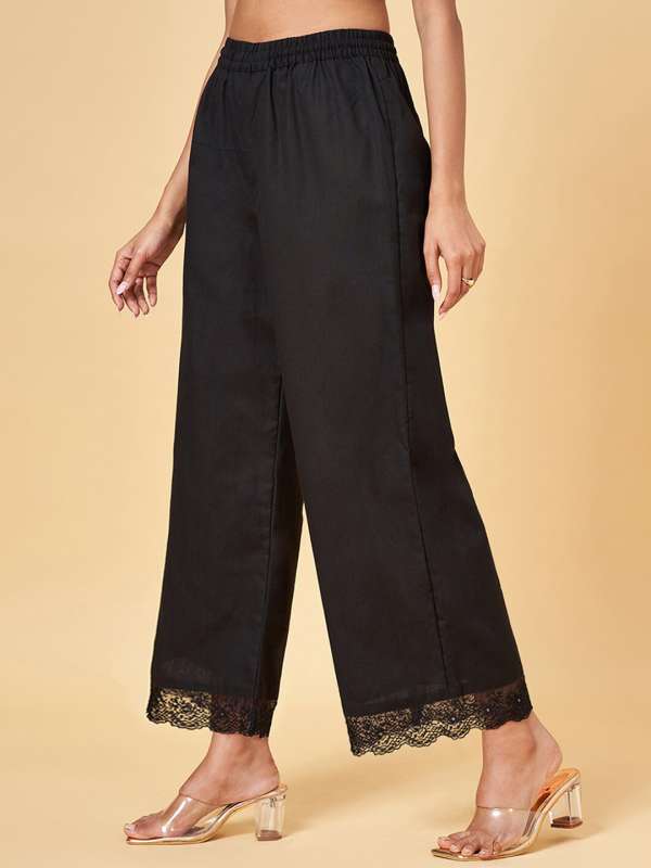 Black palazzo pants myntra sales