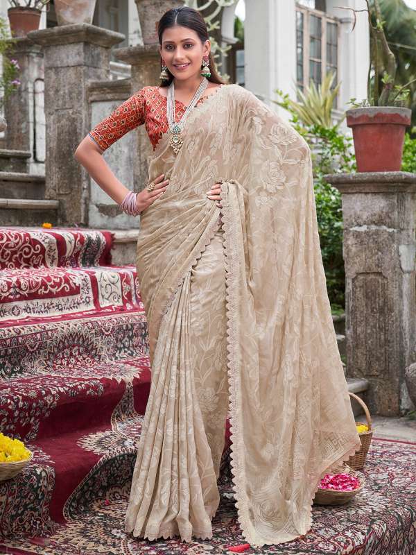 Pure chiffon sarees party wear best sale
