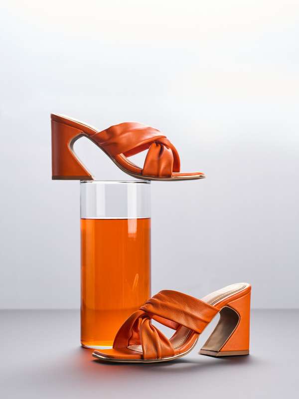 Orange platform heels store