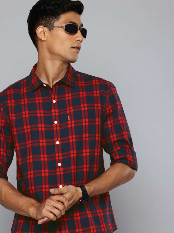 Levis red check shirt discount
