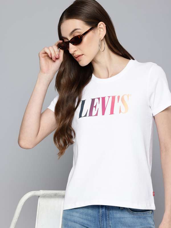 Levis white printed t shirt cheap