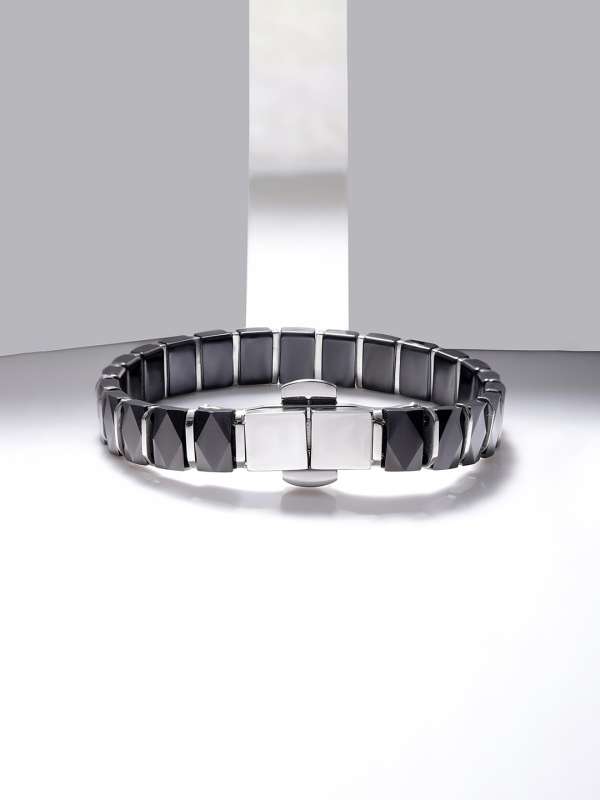 Mens black metal bracelet hotsell