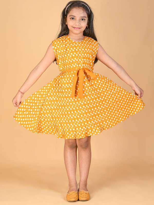 Girls yellow polka dot dress discount