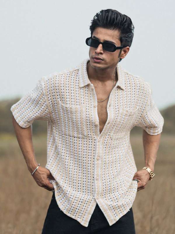 White transparent shirt for men cheap