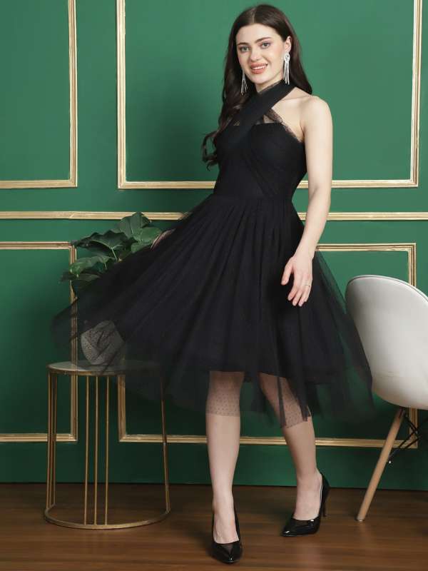 Black one piece dress myntra top