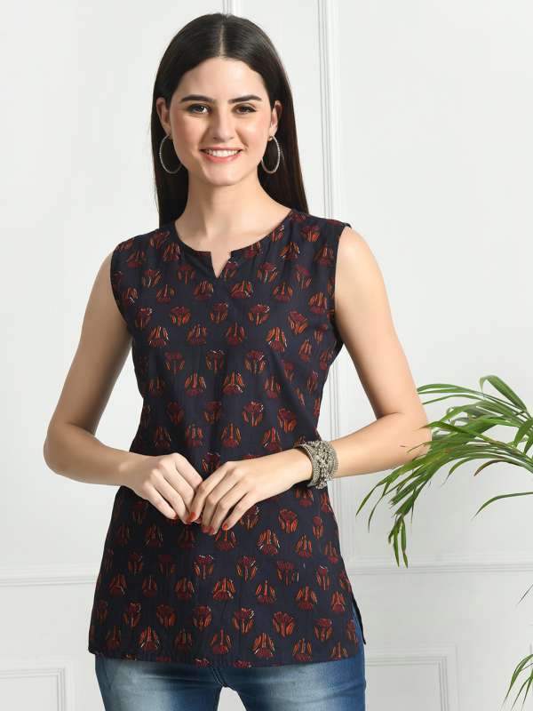 Sleeveless short kurti designs store
