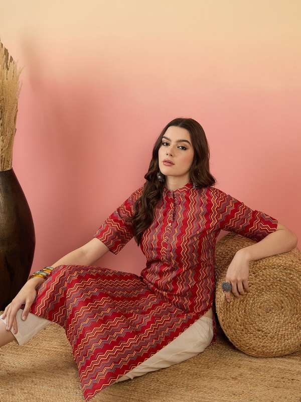 Red colour kurtis online top