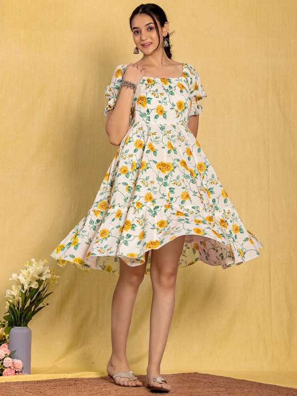 Knee length one piece dress myntra sales
