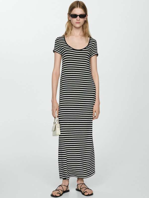 Mango stripe textured dress online