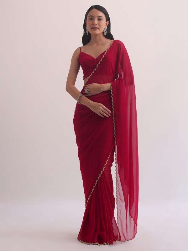 Red Saree Buy Red Color Fashion Sarees Online Myntra