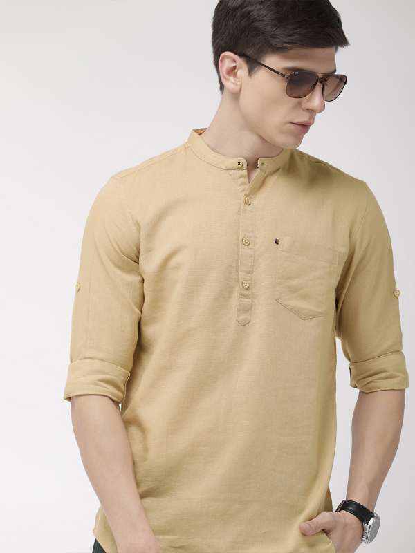 Buy HIGHLANDER Men Beige Slim Fit Solid Casual Short Sleeve Shirt - Shirts  for Men 6159977