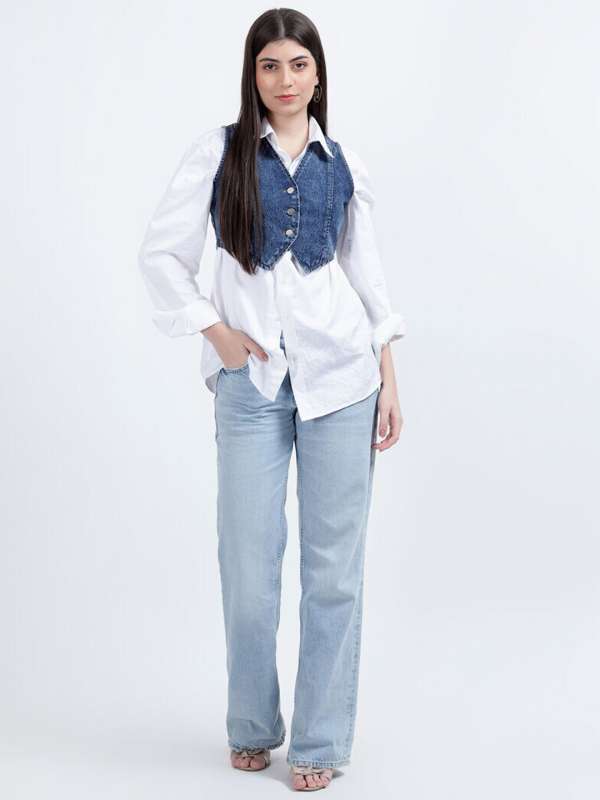 Long top on jeans online sale