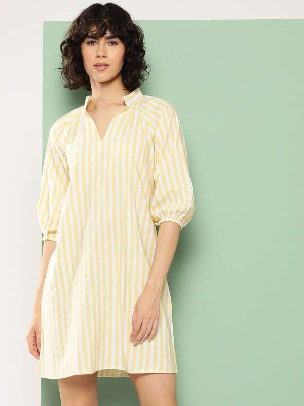 Yellow striped dress deals