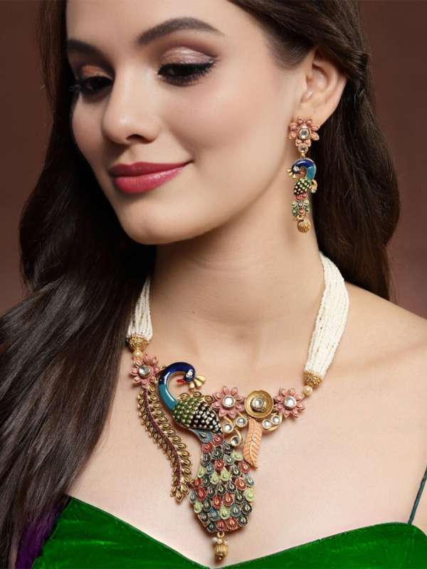 Peacock pendant and earrings store