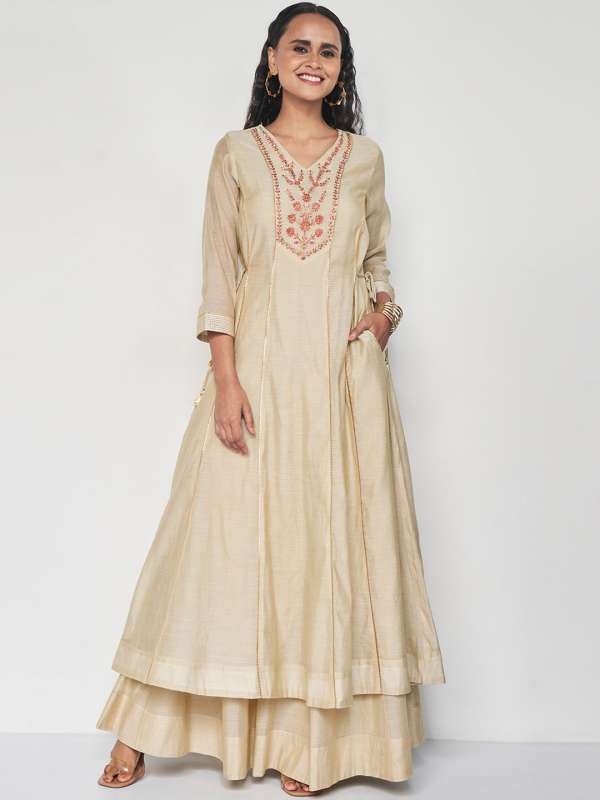 Beige Women Kurtas Kurtis Global Desi Diya Buy Beige Women Kurtas Kurtis Global Desi Diya online in India