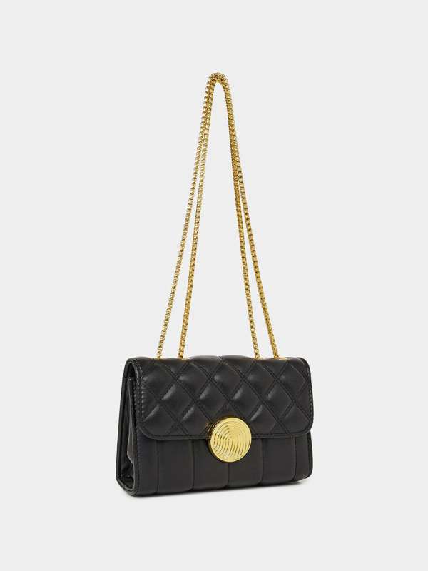 Black side bag with gold chain online