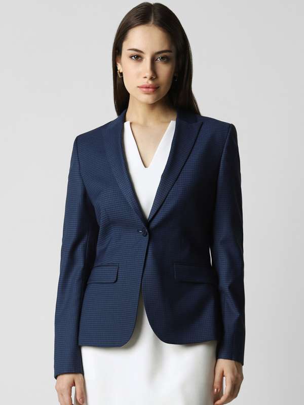 Van Heusen Women Navy Blue Regular Fit Single Breasted Formal Blazer Buy Van Heusen Women Navy Blue Regular Fit Single Breasted Formal Blazer online in India