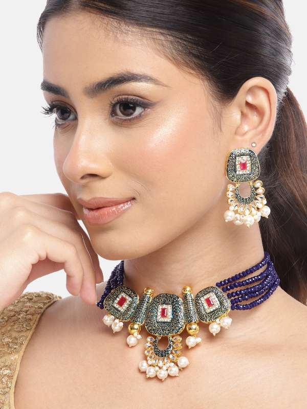 Blue Jewellery Set Buy Blue Jewellery Set online in India